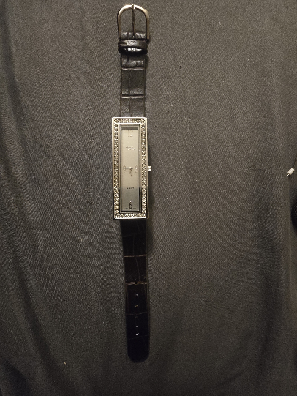 Silver Crystal-Trim Rectangular Quartz Watch - Picture 3 of 3